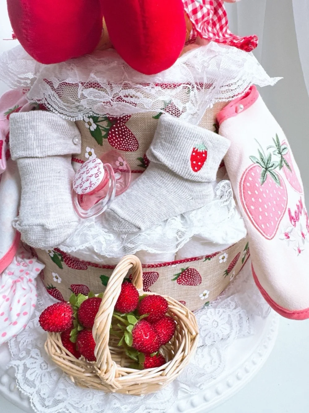 Little Red Riding Hood Diaper Cake, Strawberry Diaper Cake, Baby shower gift